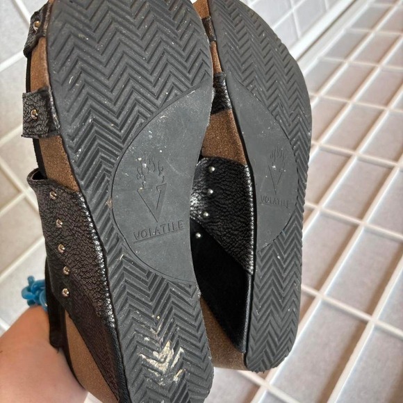 Black Dark Glam‎ Vamp Romantic Gothy Whimsygoth Platform Wedge Sandals size 10 - Picture 8 of 8